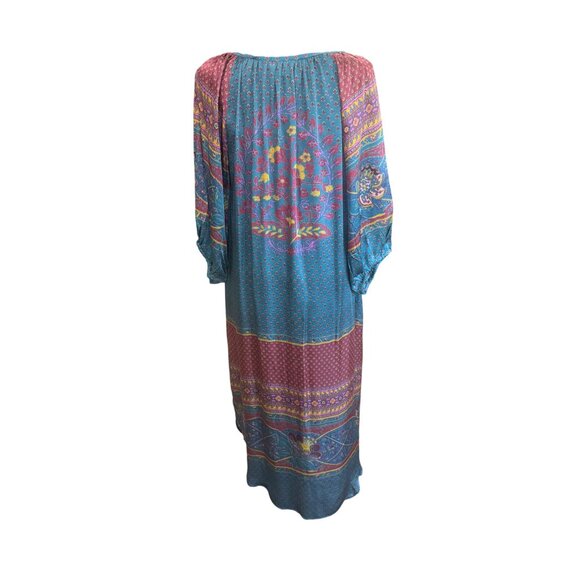 NWOT Sundance Boho Maxi Dress Floral Print Slip Blue/Pink M Gypsy Santa Fe - Picture 3 of 11